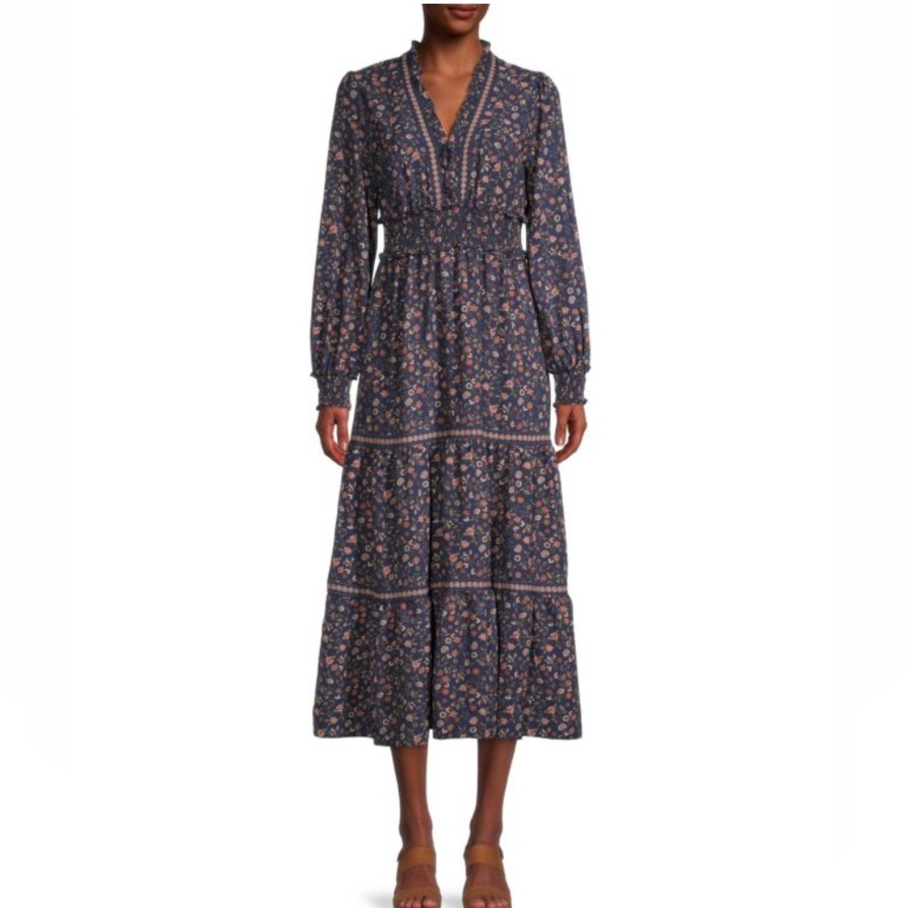 Max Studio shirred floral midi dress